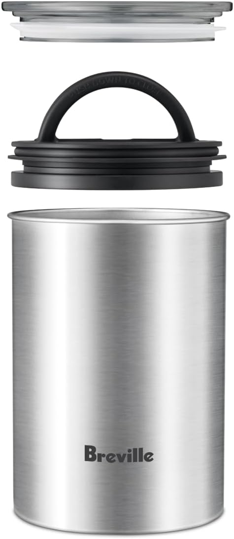 Breville BES030BSS Bean Keeper Airtight Coffee Canister for Countertop Storage, Brushed Stainless Steel