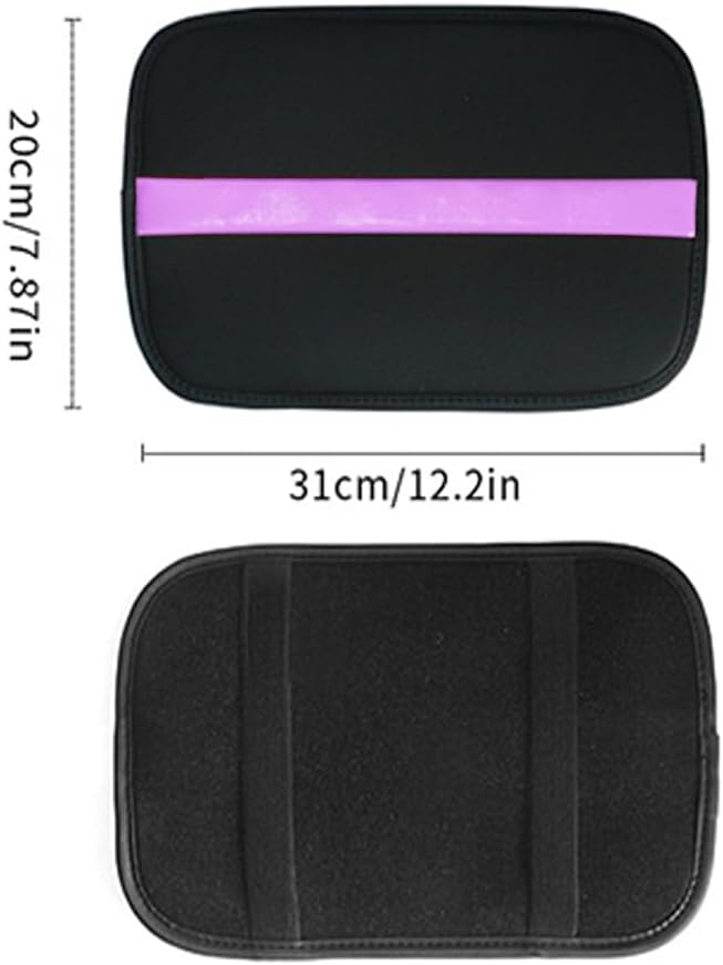 Car Armrest Seat Box Mat, PU Leather Center Console Cover, Universal Waterproof Car Interior Accessories, Arm Rest Box Protector Cushion Pad for Most Vehicle (Purple)