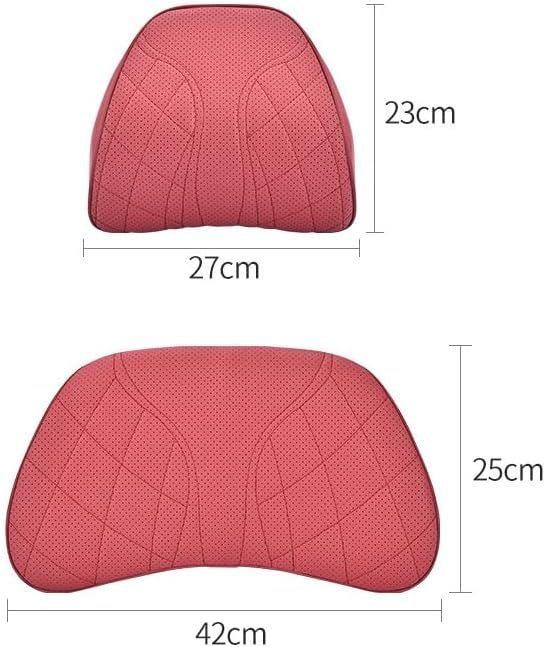 for Chevy Silverado 2007 2008 2009 2010 2011 2012 2013 Leather Car Seat Headrest Lumbar Cushion, Lumbar Support Pillow for Car,for Driving Traveling Relieving Neck Fatigue,2-D Red