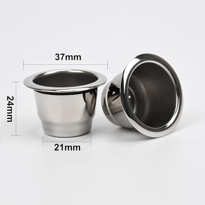 Reusable Espresso Capsules Refillable Coffee Pods Stainless Steel Cups Filters Compatible for Nespresso Original Line Machines with Aluminum Foil Seals Stickers Lids (2 Cups+100 Lids)