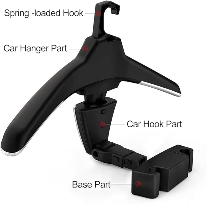 2 Car Back Seat Headrest Hanger with 4 Car Hooks for Coat, Jacket, Suit, Clothes, Purse, Handbag and Grocery Bags - Multi-Purpose Storage Holder for Automobile