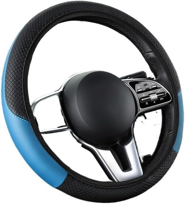 Universal Fit Soft Embossed PU Leather Steering Wheel Cover with Elastic Edge for All-Season Comfort(C)