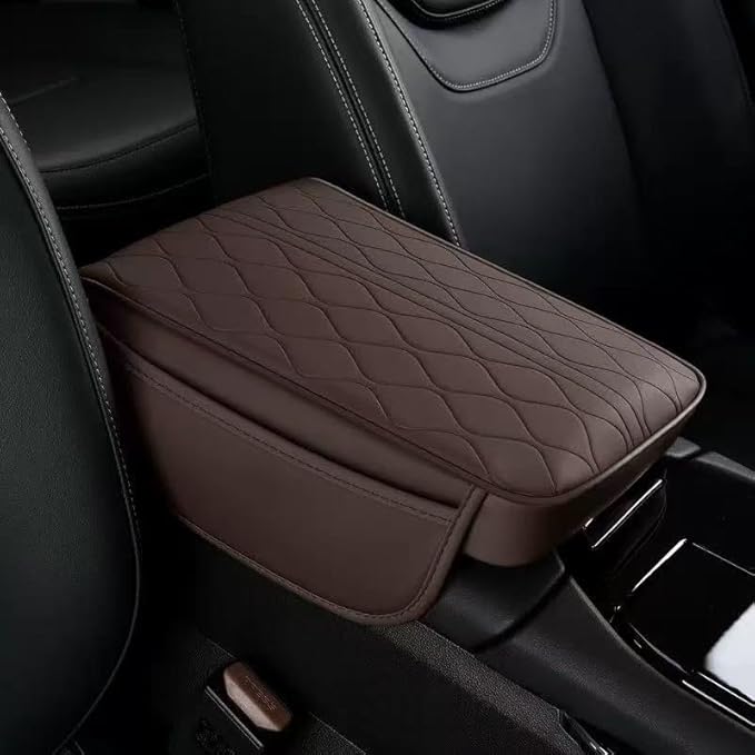 1 Pack Car Center Console Cover Custom Fit for Ford Expedition EL 2007-2017, Leather Memory Foam Armrest Cushion Protector, Anti-Scratch Durable Armrest Pad,Coffee Brown
