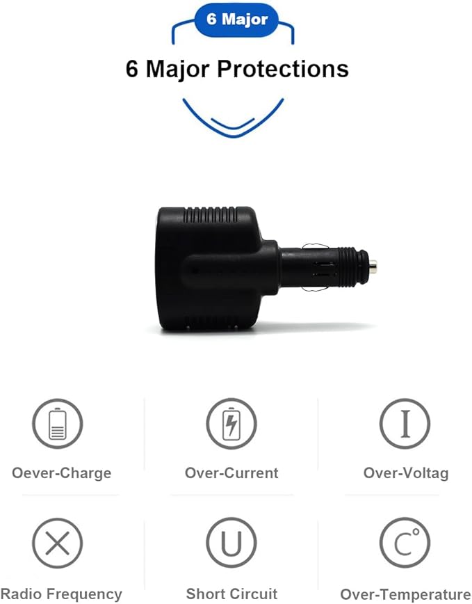 Cliff Top Cigarette Lighter Adapter for Cars, 12V Car Charger Splitter with USB C PD, Car Cigarette Lighter Splitter Plug, Double 12V Car Adapter with Socket for GPS Dash Cam Phone