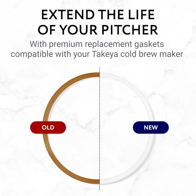 IMPRESA 2 Sets Replacement Gaskets for Takeya Cold Brew Coffee Maker 1 & 2 Quart Pitchers - Cold Coffee Maker & Ice Tea Brewing Pitcher Food Safe Airtight Seals