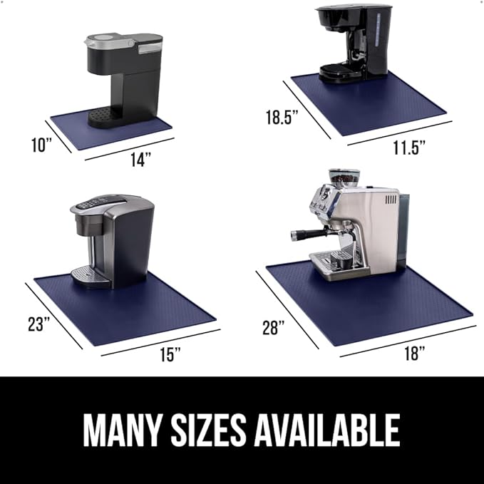 GORILLA GRIP Silicone Coffee Mat, 15x23, Espresso Machine Bar Accessories, Keep Kitchen Counters Clean, Stays in Place, Waterproof and Heat Resistant Dish Drying Mats, Home Decor Essentials, Navy