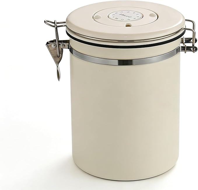 MEGAWISE 304 Stainless Steel Coffee Canister – Large Capacity Kitchen Container with CO₂ Valve & Date Tracker, Vacuum-Sealed Canister for Coffee Beans, Grounds & Dry Goods (1.8, Liters)