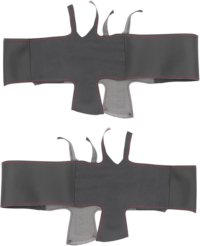 MEWANT Hand Sew Black Genuine Leather Dark Gray Athsuede Steering Wheel Wrap for Audi A6 A6 Allroad A7 RS 6 Avant RS 7