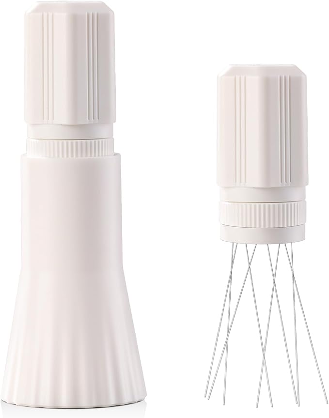 Bincoo Espresso Stirrer-Coffee Distribution Tool with 8 SUS304 Needles,Adjustable Needle WDT Tool with ABS Body,Espresso Distribution Tool (White)