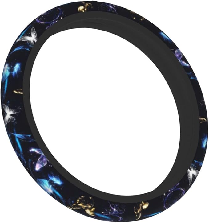 Colorful Butterfly Steering Wheel Cover for Women Men Girls Car Accessories Decor Anti-Slip Neoprene Auto Steering Wheel Covers Protector Universal 15 Inch