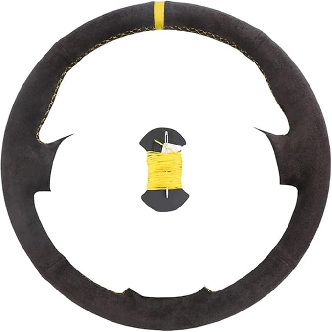Custom Microfiber Leather Steering Wheel Cover fit for 1998-2005 206, 206 SW, 206 CC - Slip-On Design(C-Yellow thread)