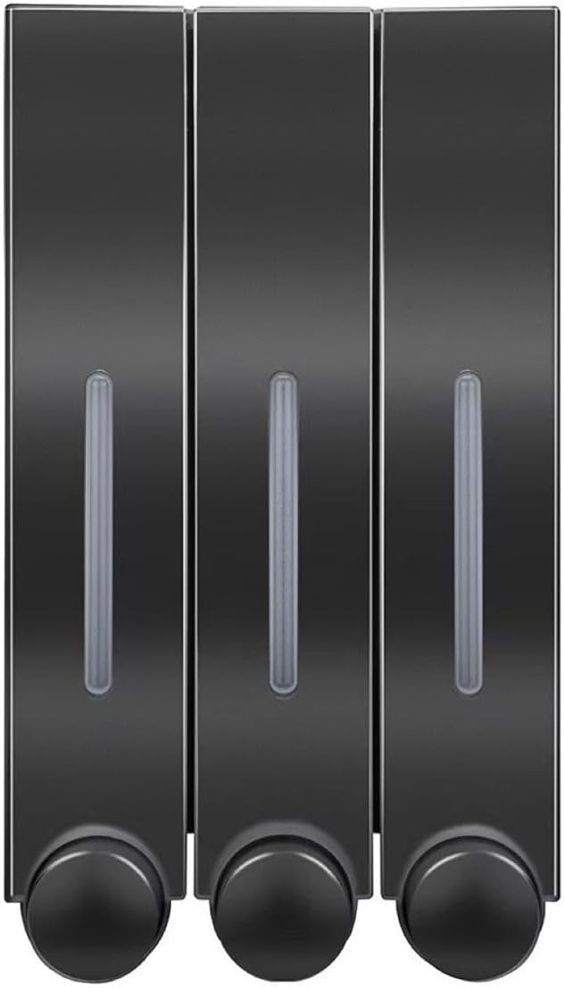 Wall Mounted 3-Chamber Soap Dispenser for Shower Gel, Shampoo & Conditioner – Leak-Proof ABS Pump Bottle with Transparent Level, Punch-Free Installation(Gray Single)