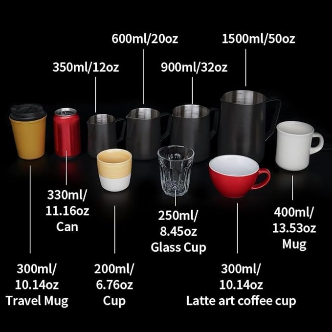 watchget Milk Frothing Pitcher 50oz/1500ml - Stainless Steel Espresso Steaming Pitcher for Cappuccino, Latte Art, Coffee Machine Accessories Milk Jug Frother Cup, Silver