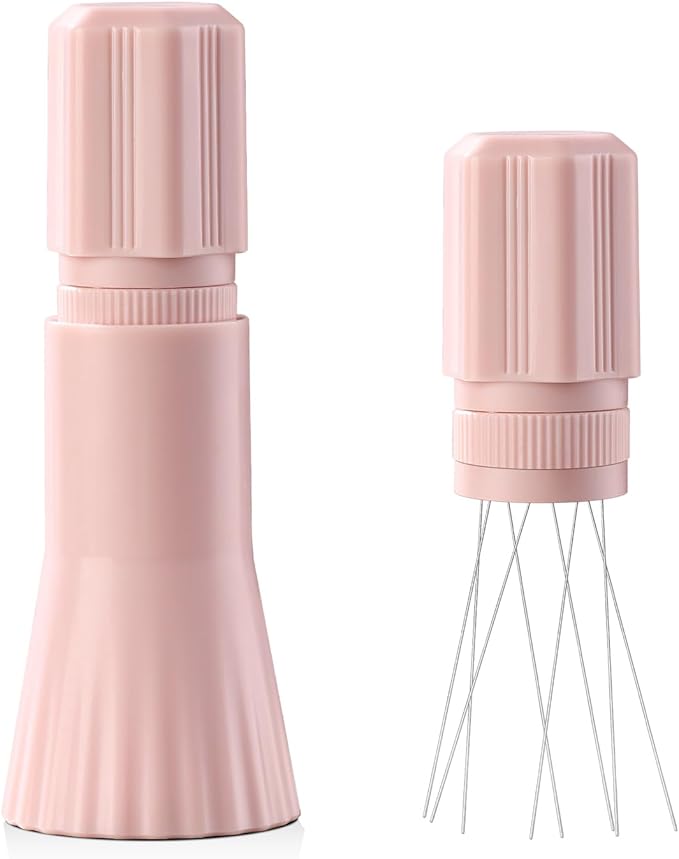 Bincoo Espresso Stirrer-Coffee Distribution Tool with 8 SUS304 Needles,Adjustable Needle WDT Tool with ABS Body,Espresso Distribution Tool (Pink)