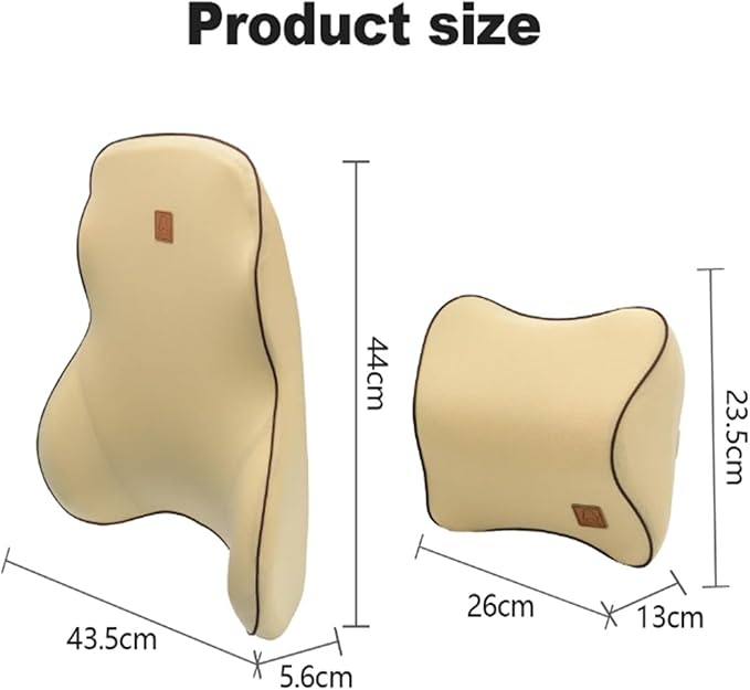 Car Driver Pillow Lumbar Support Back Cushion Fit for Seat Neck Pillow Washable Pillow Cushion(1 Set Red)