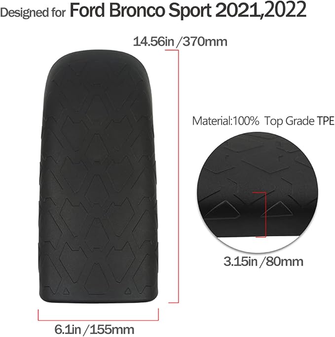 Center Console Armrest Cover Compatible with 2021 2022 Bronco Sports, TPE Center Console Armrest Box Cushion Soft Arm Rest Pad, Scratch Resistance Armrest Cover