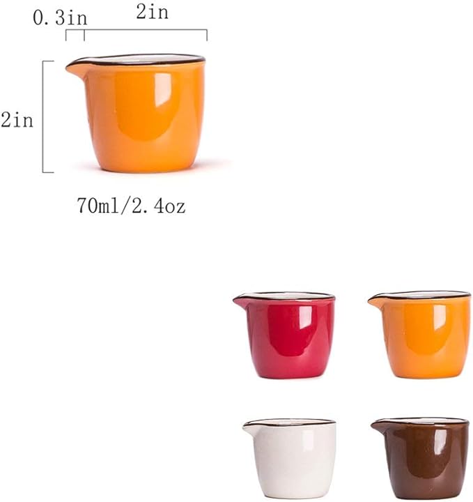 CHOOLD Colorful Mini Ceramic Milk Creamer Jug, Coffee/Milk/Sauce Pitcher 4Pcs