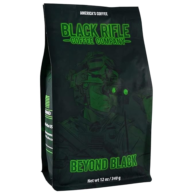 Black Rifle Coffee Company Beyond Black, 12oz Bag, Whole Bean Dark Roast - Roasted Blend Made from Arabica Beans - Colombian & Brazilian Beans - Veteran Founded & American Made