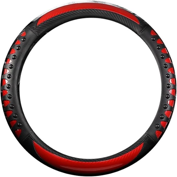 Steering Wheel Cover For Women And Men,Carbon Fiber Steering Wheel-Anti-Slip, Scratch-Resistant, Current Fit For 14–16 Inch Wheels Fit For Most Cars(40CM Red)