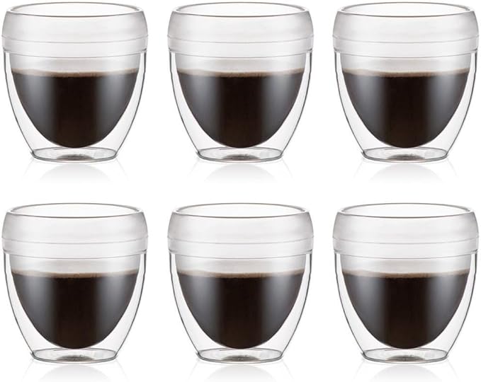 Bodum 8oz Pavina Outdoor Double-Wall Plastic Tumbler, BPA-Free, Set of 6, Clear