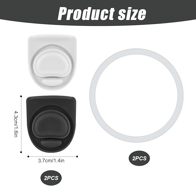 4pcs Bottle Seal Ring & Replacement Stopper for Owala FreeSip 16oz 19oz 24oz 32oz 40oz, Silicone O Ring Water Bottle Lid Parts, Cap Mouth Plug Gasket Accessories, BPA-Free (Black, White)