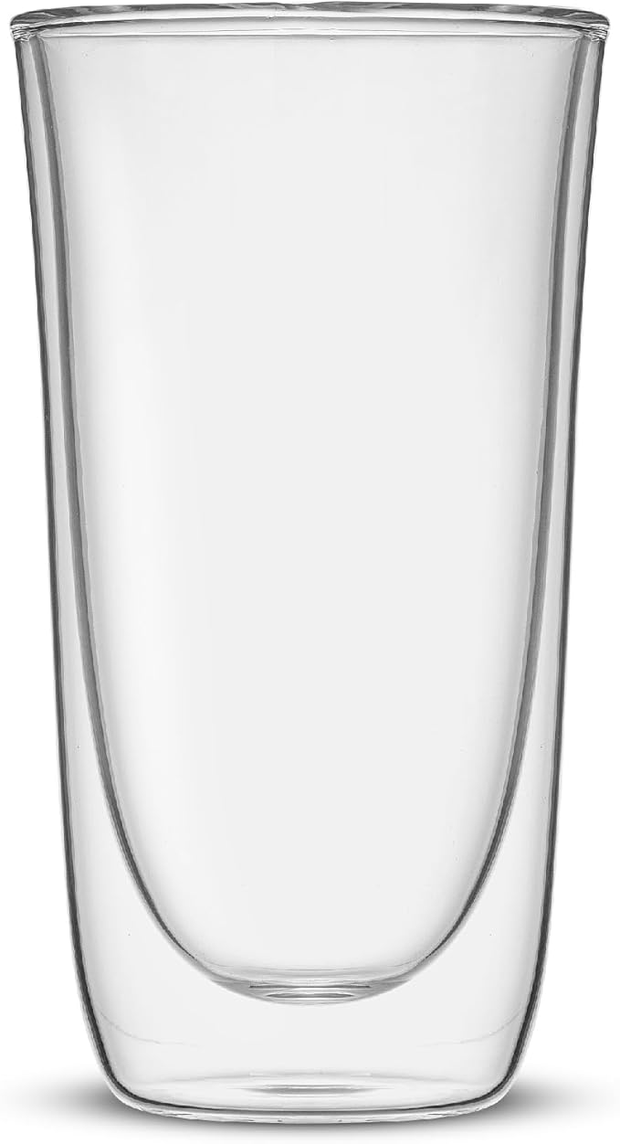 JoyJolt Spike Double Wall Glasses, Cocktail Beer Drinkware Glass Set of 2 - double walled glass 13.5 Ounces