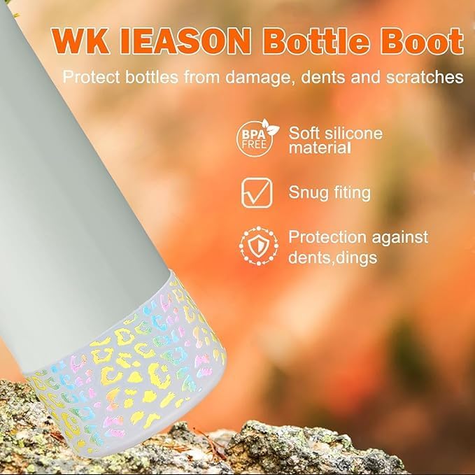 WK IEASON 2Pcs Silicone Boot for Owala Water Bottle, Protective Flask Bottom Cover Base for Owala FreeSip Twist and Flip Flask Water Bottle Accessories-3.56inch Bottom Diameter