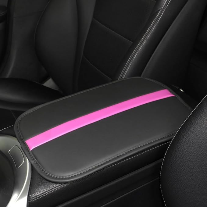 Car Armrest Seat Box Mat, PU Leather Center Console Cover, Universal Waterproof Car Interior Accessories, Arm Rest Box Protector Cushion Pad for Most Vehicle (Purple)