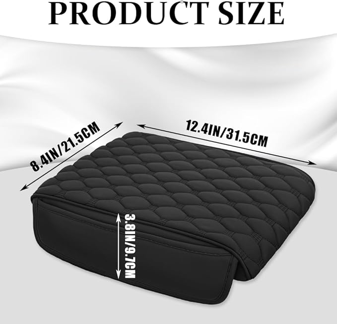 Upgraded Car Center Console Cover, Armrest Cover for Car, Waterproof Leather Auto Armrest Cover Protector with 2 Pocket, Comfortable Arm Rest Box Cushion Pad for Vehicles, Trucks (Black)