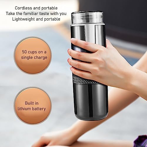 VGEBY Portable Coffee Maker,Mini Handheld Coffee Machine Cordless Type C Rechargeable Auto Mini Coffeemaker with 1200mAh Battery for Travel Camping