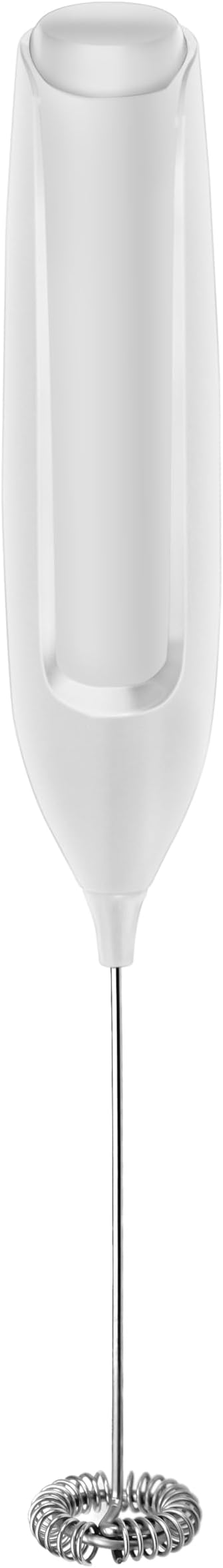Oggi Handheld Milk Frother, Electric Frother Wand with Stainless Steel Whisk, Mini Whisk for Coffee, Matcha, Latte, Protein, Eggs & More, Battery Operated Compact Frother for Kitchen or Travel, White
