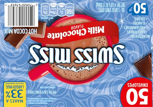Swiss Miss Milk Chocolate Flavor Hot Cocoa Mix,1.38 oz. 50-Count,(Pack of 2)