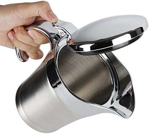 Double Insulated Gravy Boat - Stainless Steel Sauce Jug with Hinged Lid Hinged Lid Ideal for Gravy or Cream at Thanksgiving (750ML/26 OZ)