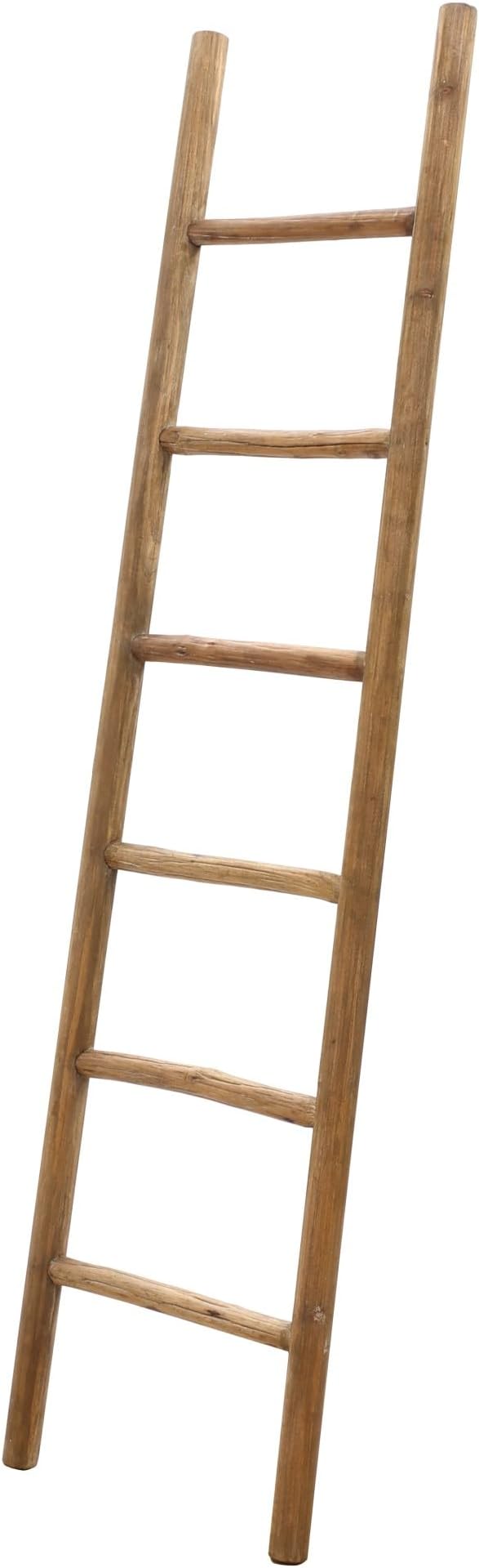 LuxenHome Rustic Blanket Ladder, 6ft Fir Wood Blanket Ladders, Farmhouse Towel Holder Decorative Blankets Ladder for Living Room, Bathroom Home Decor