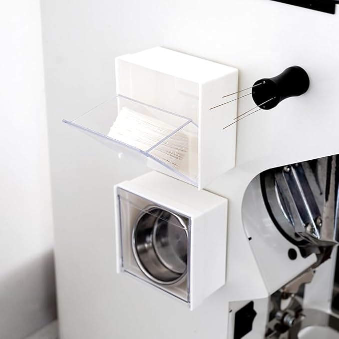 watchget Espresso Paper Filter Holder Coffee Filter Storage Container Magnetic Coffee Filter Dispenser Compatible with 51mm/53mm/55mm/58mm Round Disposable Puck Screen Paper Filters, White
