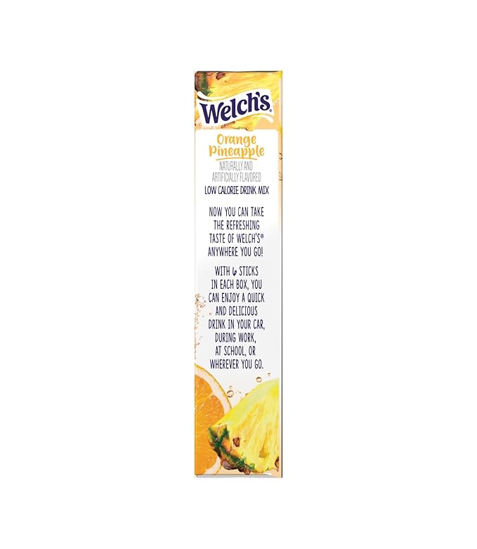 Welchs Orange Pineapple Drink Mix - Pack of 3-6 Singles To Go - 18 Total Servings - Zero Sugar, Low Calorie