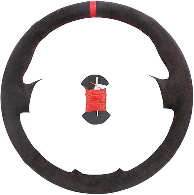 Custom Microfiber Leather Steering Wheel Cover fit for 1998-2005 206, 206 SW, 206 CC - Slip-On Design(C-Red thread)