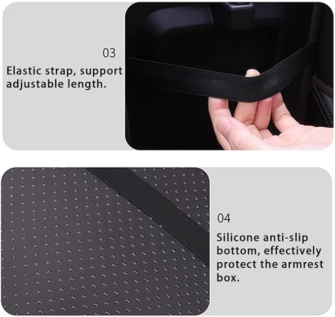 Car Armrest Box Pad for Infiniti QX60/Q50L/QX50/QX55/Q60 Leather Car Armrest Box Cushion Waterproof Center Console Mat Armrest Mat Armrest Cover Accessories,Red-with Storage Bag