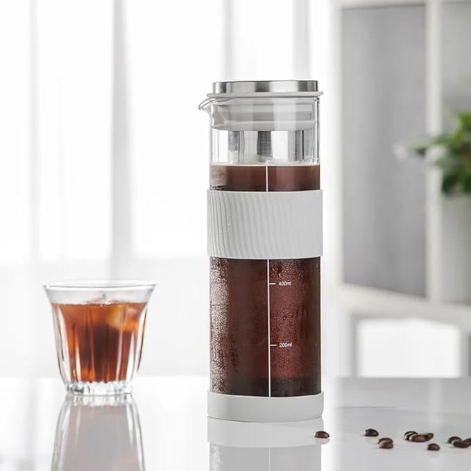 Portable Airtight Cold Brew Iced Coffee Maker Tea Infuser - 800Ml Cold Brew Coffee Kettle Brewing Glass Carafe Pitcher