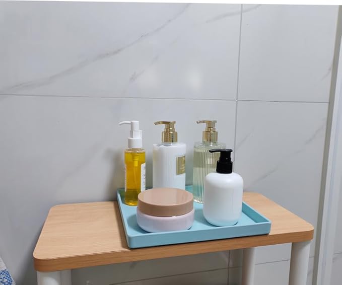 Small Square Tray (9 inch) 3 Pack, Durable Blue Tray for Desserts & Organization, Lightweight for Coffee, Drinks, Party, Seasoning, Perfume and Display.