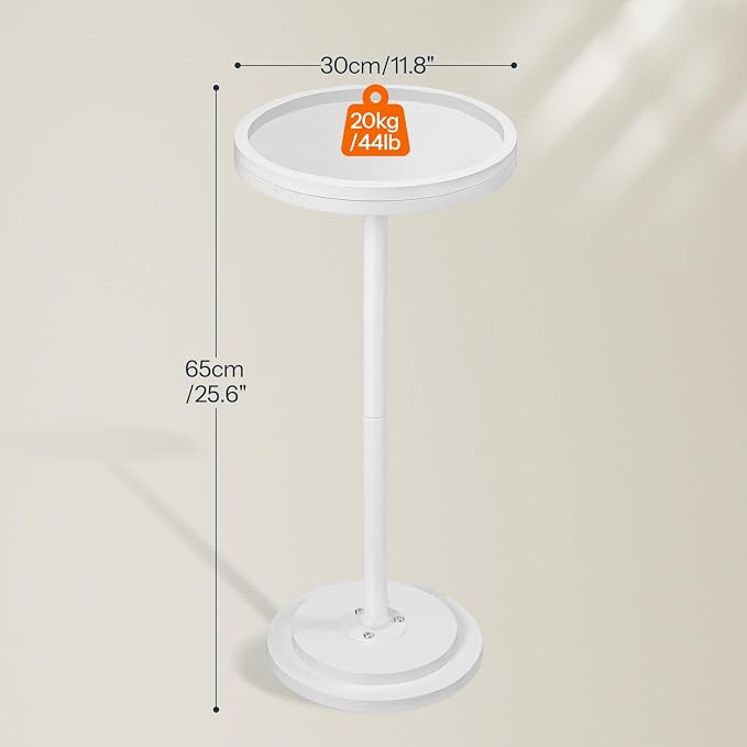 HOOBRO Small Round Side Table, Drink Table, Coffee Martini Table with Pedestal Accent for Small Spaces in Living Room, Bedroom, Sofa Couch, White WW168BZ01