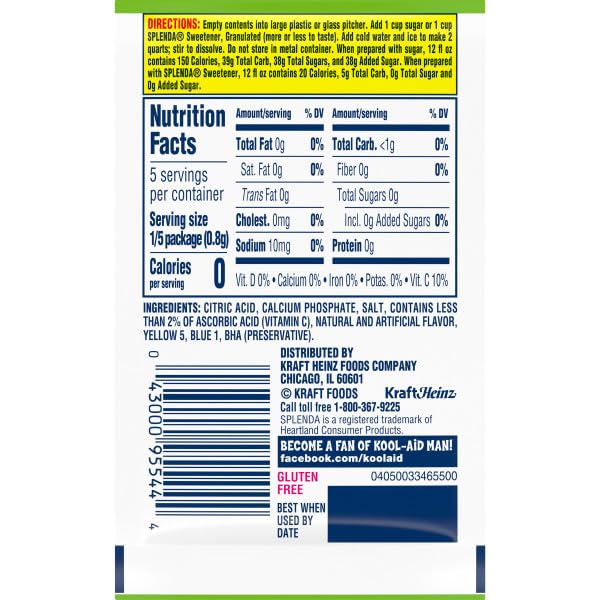 Kool-Aid Soft Drink Mix, Unsweetened, Lemon-Lime, 13OZ (Pack of 192)