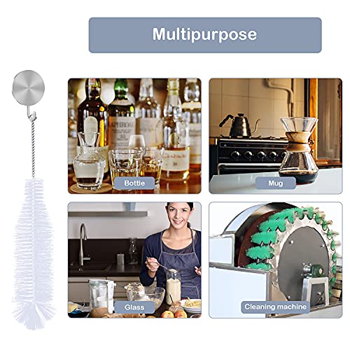 Bottle Brush - Ideal for Cleaning Narrow Neck Swing Top Glass, Brewing, Wine, Beer, Soda, Spray, Kombucha Bottles (White+1Pack)