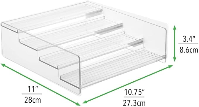 mDesign Plastic Bathroom Storage Organizer Shelf for Cabinet, Vanity, Countertop - Holds Vitamins, Supplements, Medicine Bottles, Nail Polish, Makeup - 4 Levels - Ligne Collection, 2 Pack, Clear