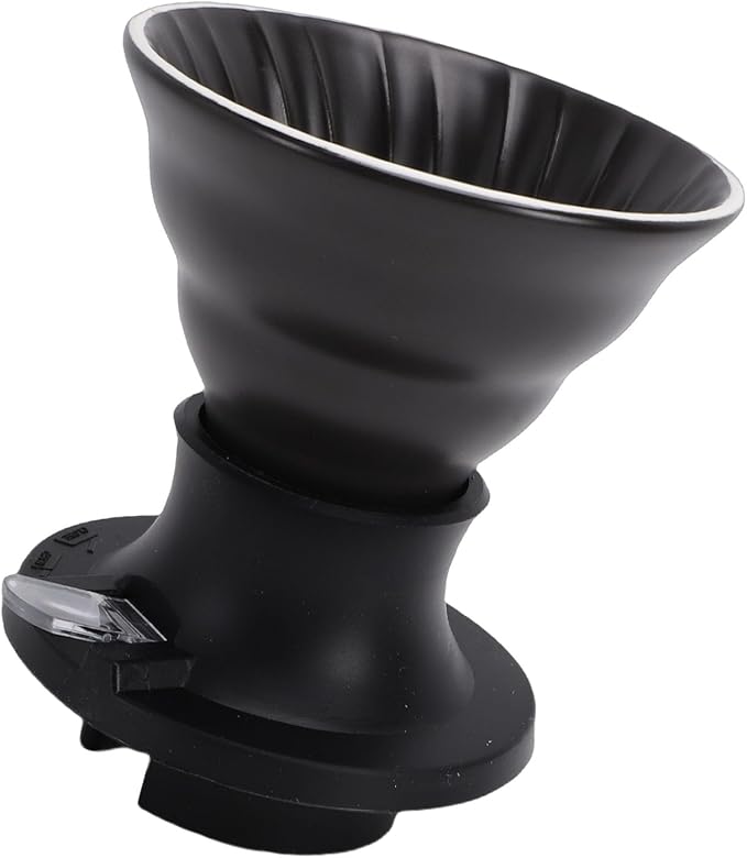 Premium Ceramic Pour Over Coffee Dripper - Heat Immersion Cone Brewer with Filter Holder for Home, Office & Travel Use, Ideal Coffee Maker for Daily Brewing (Black)
