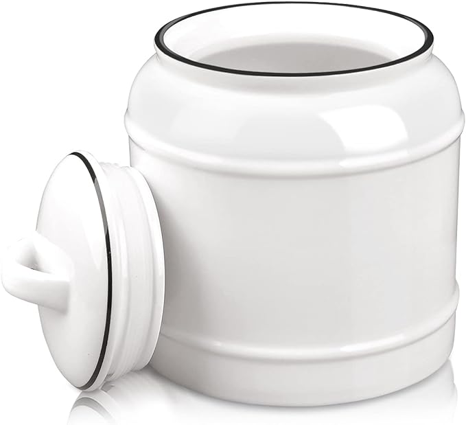 COCOYA 9cup/72oz Ceramic Jar for Dry Food Storage Containers, Airtight Cookie Jar with Lids, Porcelain Ceramic Canister for Kitchen Countertop Pantry Farmhouse Store Flour Sugar Bean Candy (White)