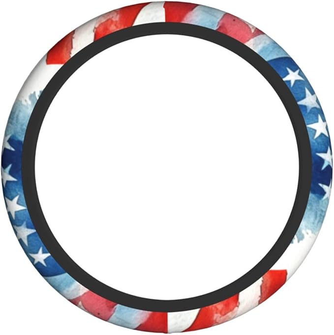 American Flag Cute Steering Wheel Cover Non-Slip Breathable Sweat-Absorbent Suitable for SUV Van Truck Car Universal Protection Accessories 15 Inch Suitable for Women Men