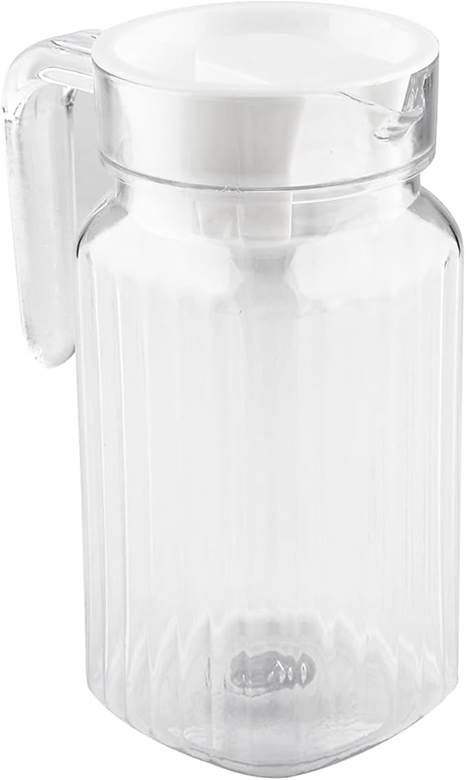 17 oz Small Plastic Carafe with Lid and Spout, 500ml Small Clear Water Jug for Hot/Cold Water, Iced Tea Pitcher for Coffee, Mini Juice and Homemade Beverage Carafe (500ml)