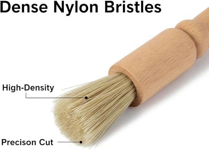 Coffee Grinder Cleaning Brush 2Pcs, Wood Handle & Natural Bristles Wood Dusting Espresso Brush Accessories for Bean Grain Coffee Tool Barista Home Kitchen