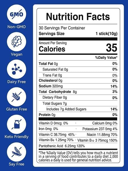 Electrolytes Powder Packets - Hydration Packets, Liquid Daily IV Hydrate Packet for Dehydration Relief and Rehydration Portable, Electrolyte Drink Mix Vegan/Non-GMO (Lemon Lime 30 Pack)
